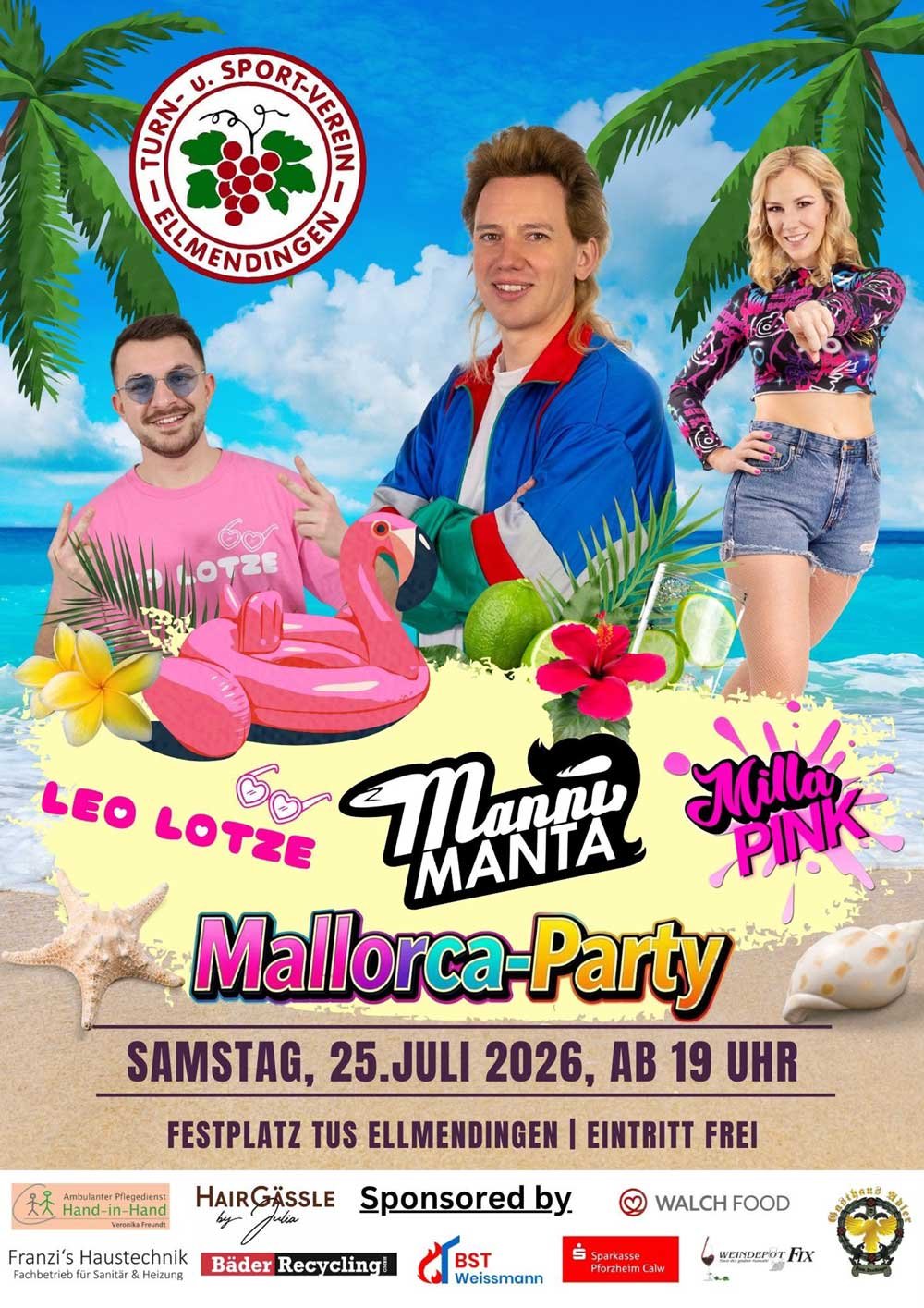 TuS Ellmendingen Mallorca Party 2026 Flyer